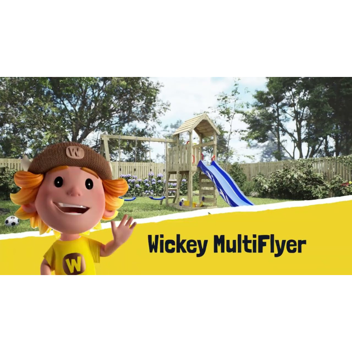 Gioco da giardino WICKEY MultiFlyer con tetto in legno, altalena e