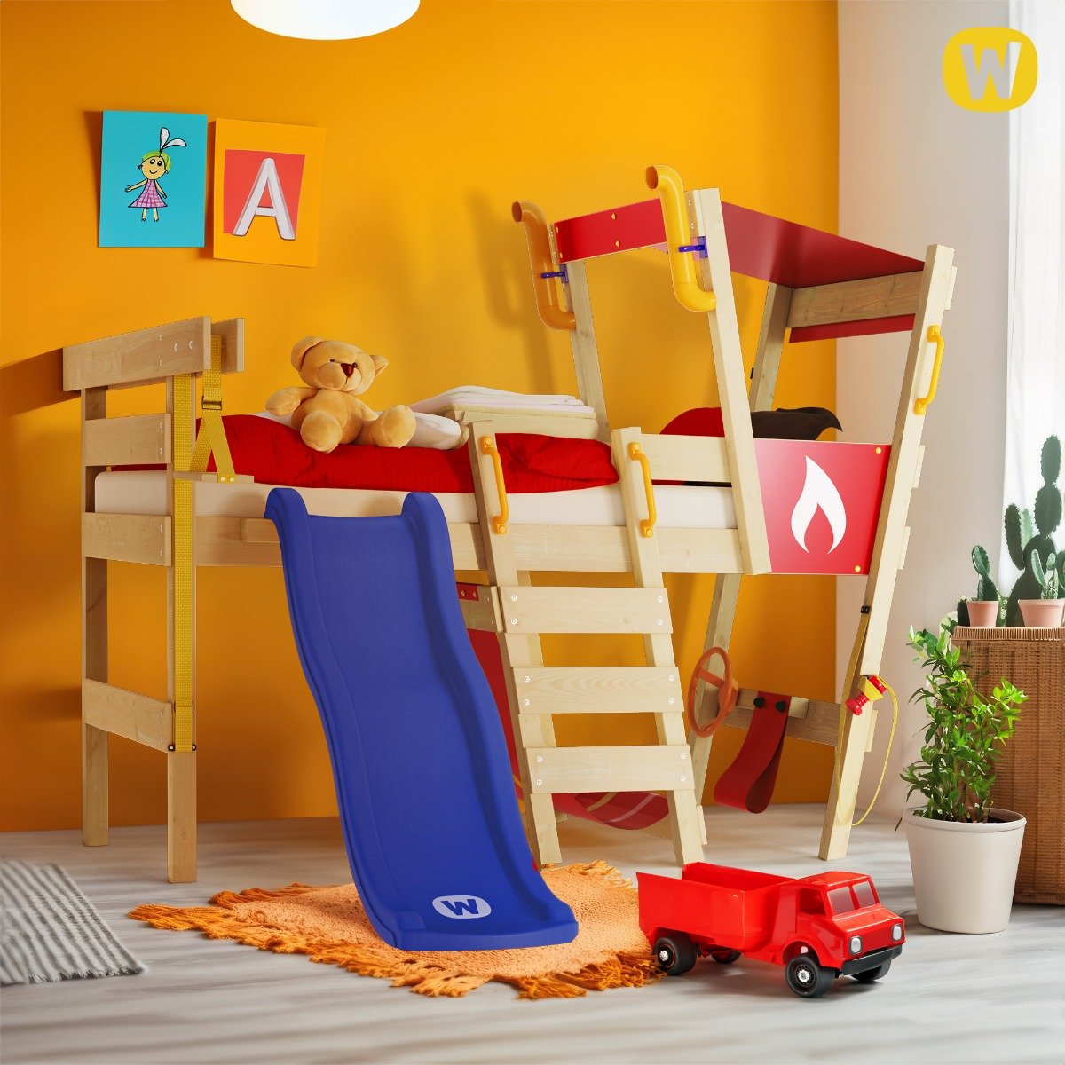 Lit mezzanine Wickey CrAzY Smoky avec toboggan  630760_k