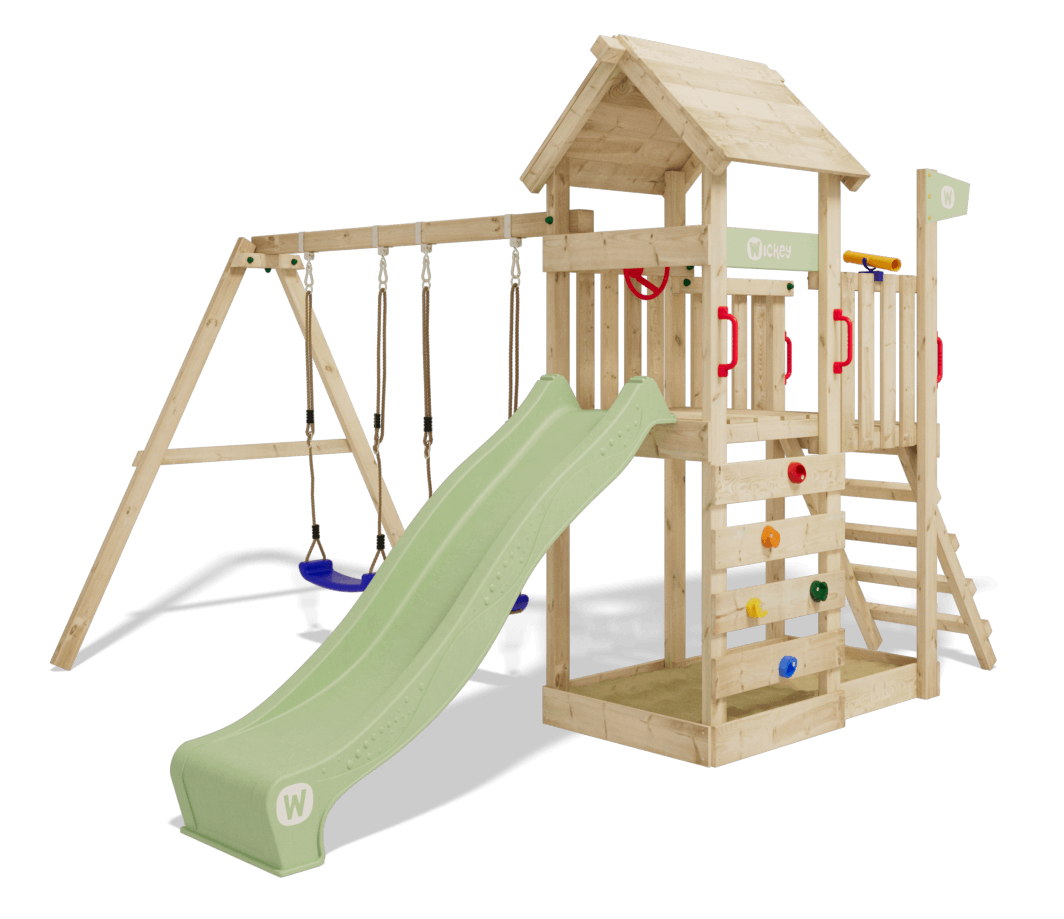 Gioco da giardino Wickey MultiFlyer tetto in legno naturale